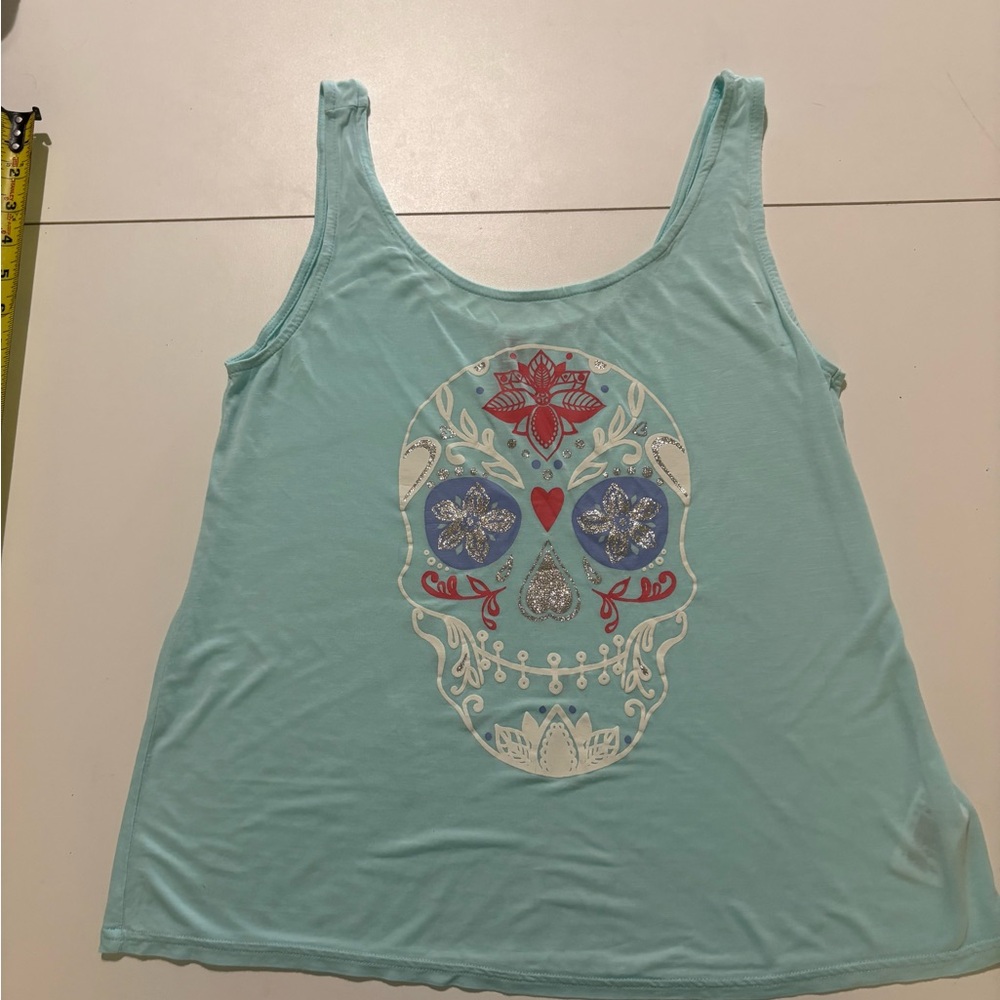 H&M Green Graphic Sleeveless Tank Top